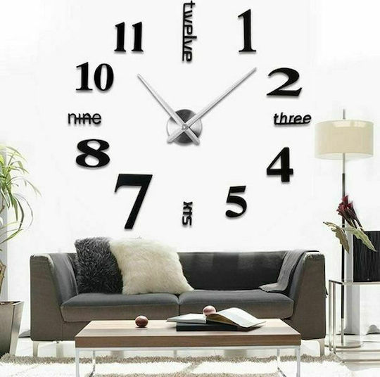Mirror Numbers And Letters Do It Yourself Black 3D Wanduhr Aufkleber Kunststoff Schwarz