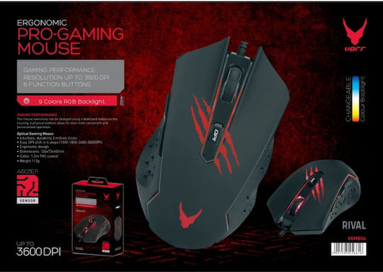 Omega Varr VGMB04 RGB Gaming Ποντίκι 3600 DPI Μαύρο