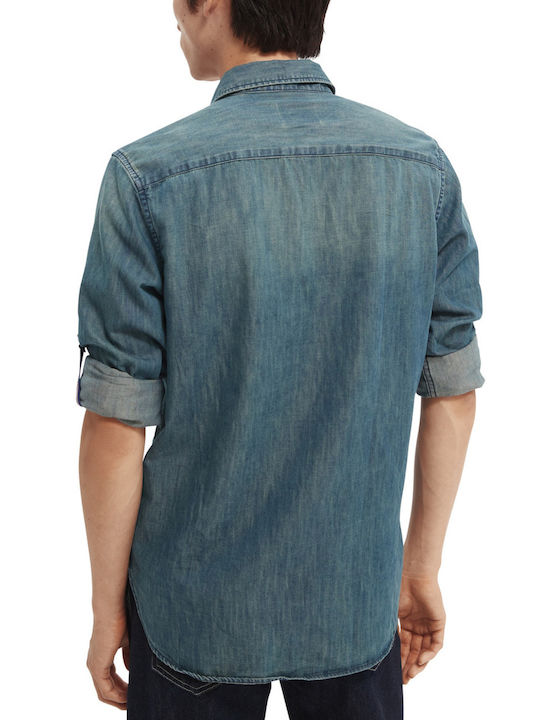 Scotch & Soda Herrenhemd Langärmelig Jeans Blau