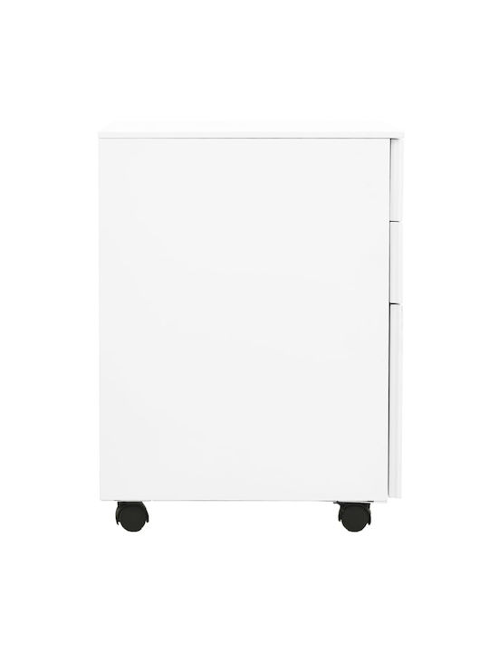 Schublade Büro mit Rollen & Schloss White 39x45x60cm