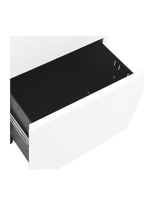 Schublade Büro mit Rollen & Schloss White 39x45x60cm