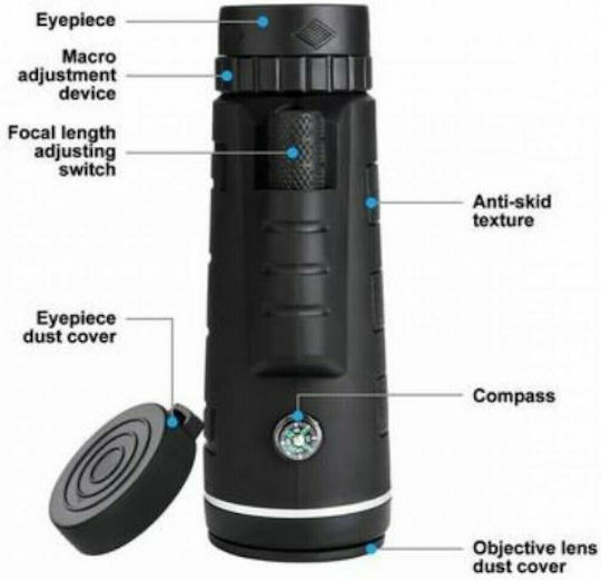 Оптичен монокъл с тринога и поддръжка за мобилен телефон Compact Near Focus 40x60 WeatherProof