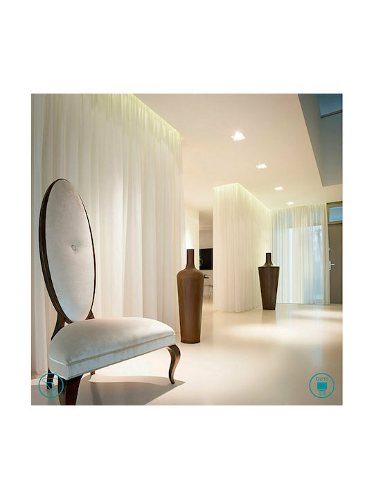 Gea Luce Lena Square Metallic Recessed Spot with Socket GU10 White 8x8cm. 1pcs