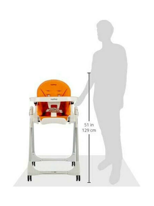 Peg Perego Prima Pappa Follow Me Foldable Baby Highchair With Adjustable Height Orange
