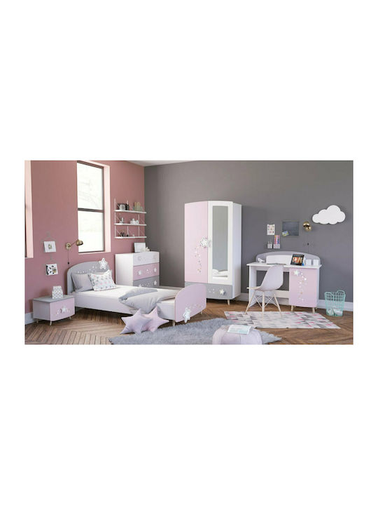 Wooden Kids Bedside Table Liana White 44.4x38.8x33.7cm
