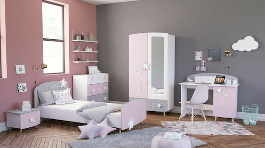 Wooden Kids Bedside Table Liana White 44.4x38.8x33.7cm