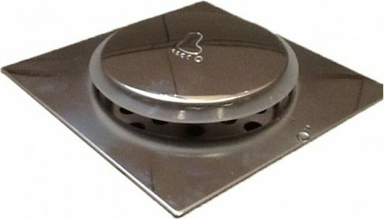 Pop Up Ανοξείδωτη Βαλβίδα Ντουζιέρας με Έξοδο 100χιλ. και Μέγεθος 12x12εκ. Ασημί
