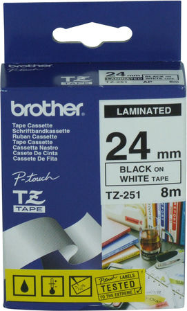 Brother Label Maker Tape 8m x 24mm In Black Colour Compatible With Brother TZe/TZ