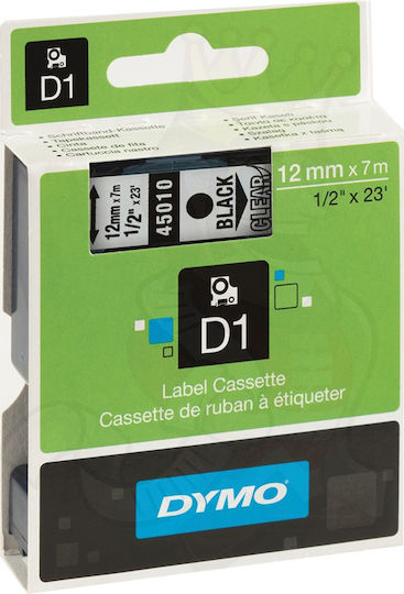 Dymo 45010 Label Maker Tape 7m x 12mm in Transparent Colour Compatible with Dymo D1