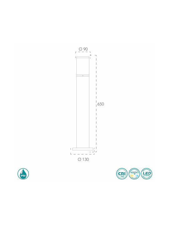 Fan Europe Φωτιστικό Κολωνάκι LED Εξωτερικού Χώρου 13W με Φυσικό Λευκό Φως IP54 Μαύρο