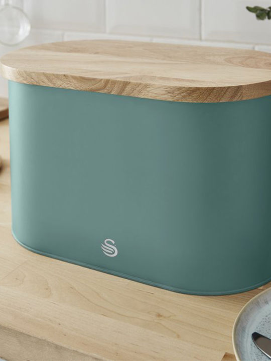Swan Nordic Bread Box with Lid Metallic Green 35.5x20x20.8cm