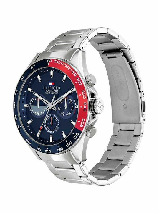 Tommy Hilfiger Owen Men's Watch 46mm Battery Chronograph With Silver Steel Bracelet