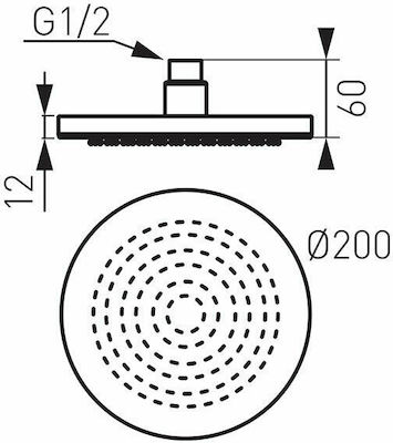 Karag Brass Round Showerhead Silver Ø20cm Rondo