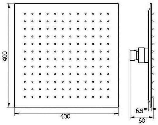 Orabella ORKNT40 Τετράγωνη Κεφαλή Ντουζ 40x40cm Inox