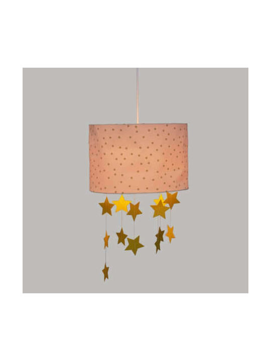 Αστεράκια Single Bulb Kids Lighting Pendant of Plastic 40W Ροζ Χρυσό 30x20cm