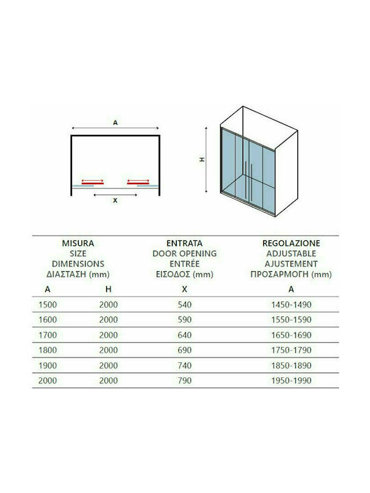 Karag Elysium 600 Shower Screen for Shower with Sliding Door 170x200cm Clear Glass