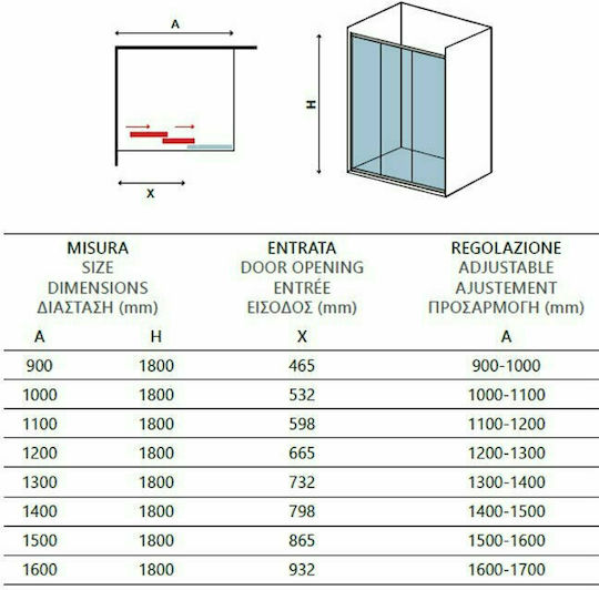Karag Penta 300 Διαχωριστικό Ντουζιέρας με Συρόμενη Πόρτα 160x190cm Clear Glass