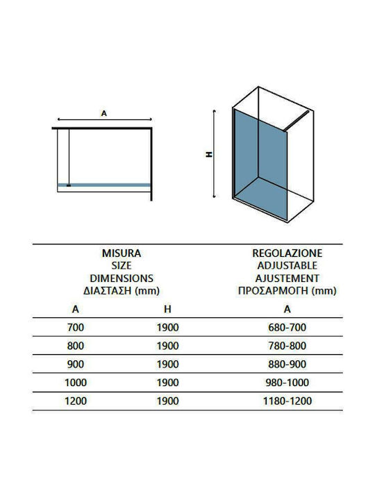 Karag Free 1 Duschwand für Dusche 80x190cm Klarglas Chrom