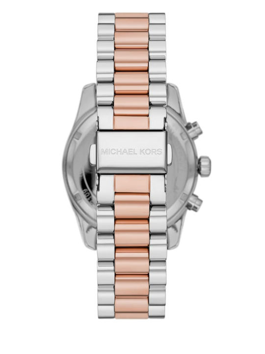 Michael Kors Lexington Damen Uhr Chronograph mit Metallarmband Silver / Rose Gold