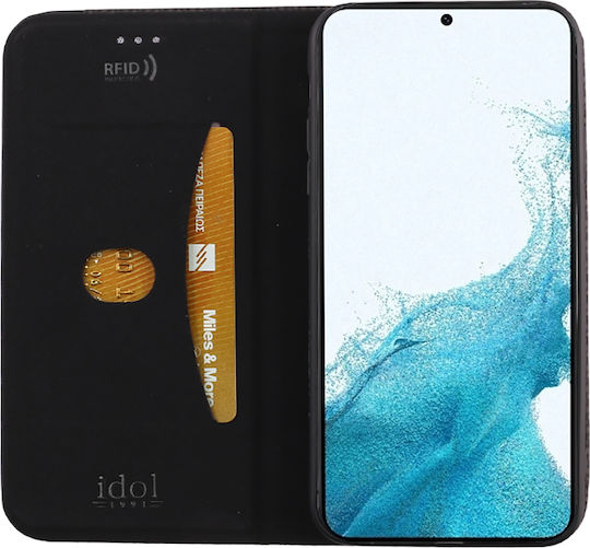 Idol 1991 Elite Anti-RFID Книга Изкуствена кожа Черен (Galaxy S22 5G)