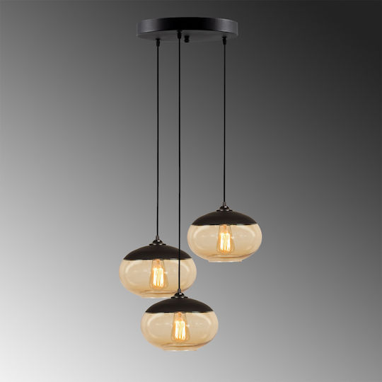 Camini Adjustable Pendant Light Black with Socket E27 50cm