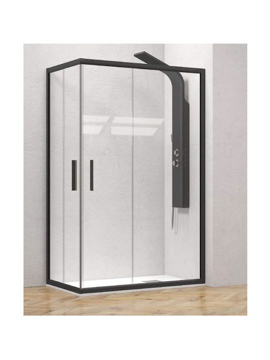 Karag Efe 100 NR-10 Καμπίνα Ντουζιέρας με Συρόμενη Πόρτα 130x140x190cm Clear Glass Nero