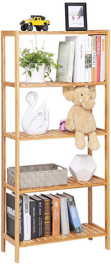 Songmics Boden Badezimmerregal Bamboo mit 4 Regalen 60x26x130cm Braun