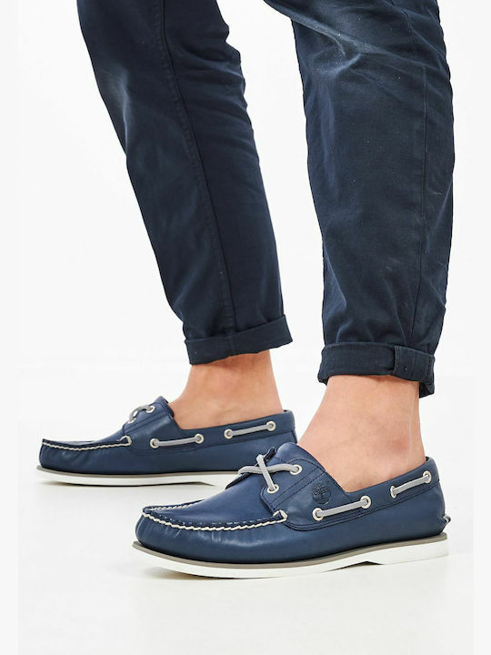 Δερμάτινα Ανδρικά Boat Shoes σε Μπλε Χρώμα