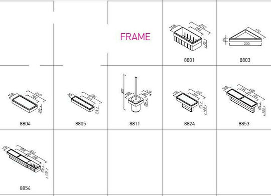 Geesa Frame Стенен Рафт за баня Метален 63x10.8x10.5см Черно матово Черна