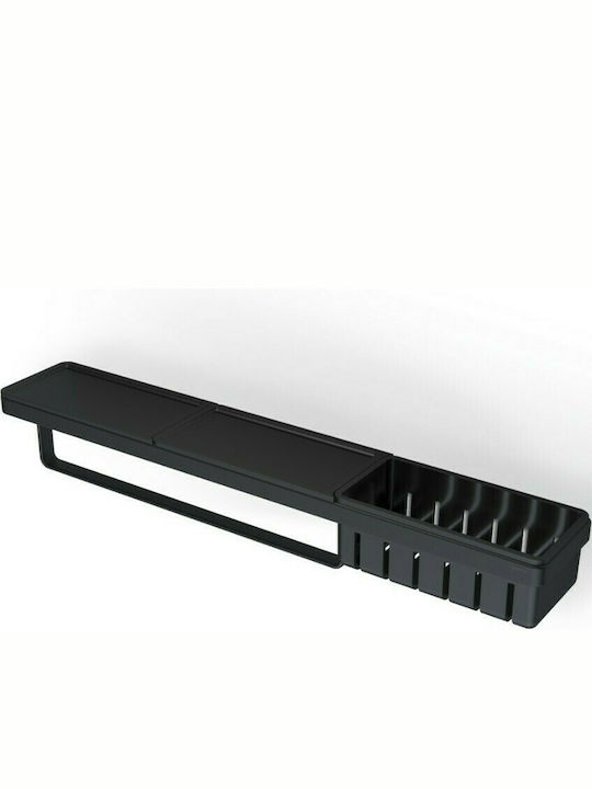 Geesa Frame Wall Mounted Bathroom Shelf Metallic 63x10.8x10.5cm Black Matt Black