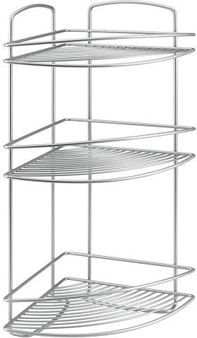 Metaltex Рафт ъглов Onda Ъглов Стенен Рафт за баня Метален с 3 рафта 22x22x53см Сребриста