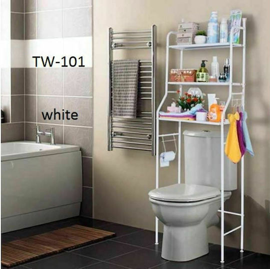 Cyclops TW-101 Floor Bathroom Shelf Metallic with 3 Shelves 47x25x156cm White