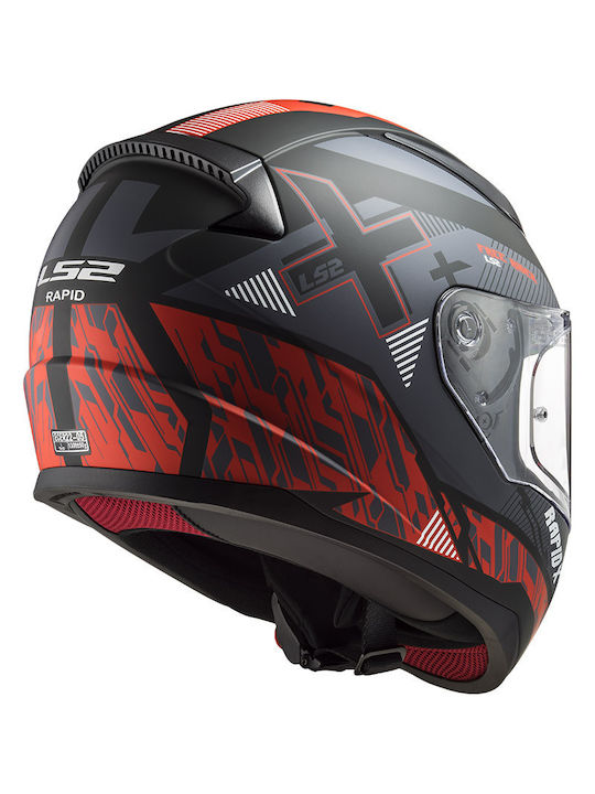 LS2 Rapid Matt Black Red Motorcycle Helmet Full Face ECE 22.05 1250gr 10353 61 31
