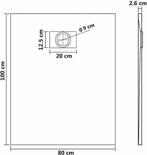 vidaXL Rectangulară Acrilic Duș 100x80cm Gri