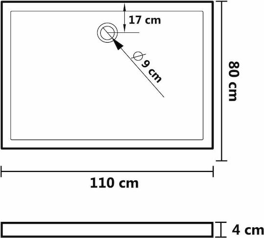 vidaXL Правоъгълена Акрил душ 80x110см Черно