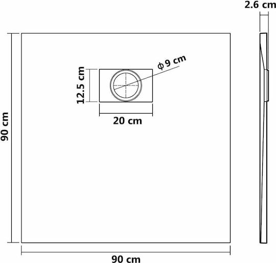 vidaXL Триъгълна Акрил душ 90x90см Сив