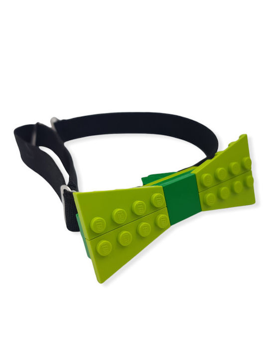 Small bow tie made of plastic blocks - Size: 8 x 3 cm - Cabbage with Green (boy, unisex, gifts for men)