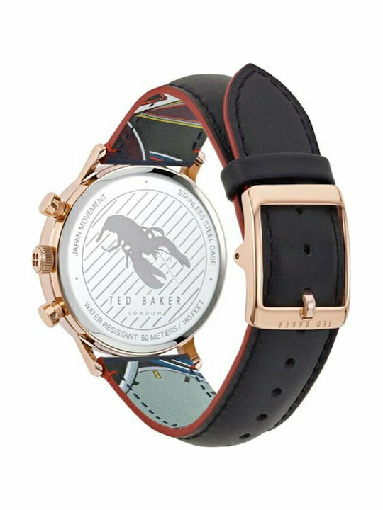 Ted Baker Men's Watch 40mm Chronograph Battery with Black Leather Strap