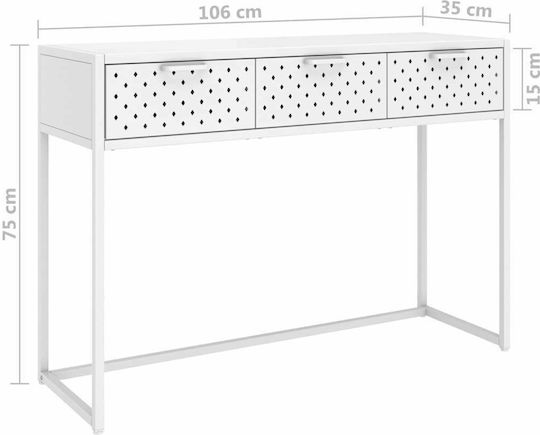Metal Console Table Λευκή L106xW35xH75cm