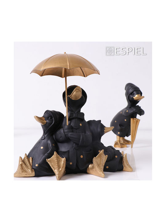 Espiel Decorative Duck Polyresin Duck in Black - Gold 18.8x17x26cm 1pcs