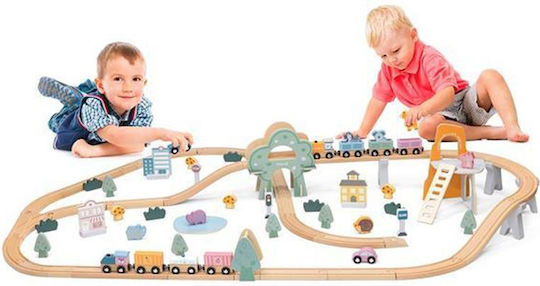 Viga Toys Set with Train made of Wood for 3++ Years