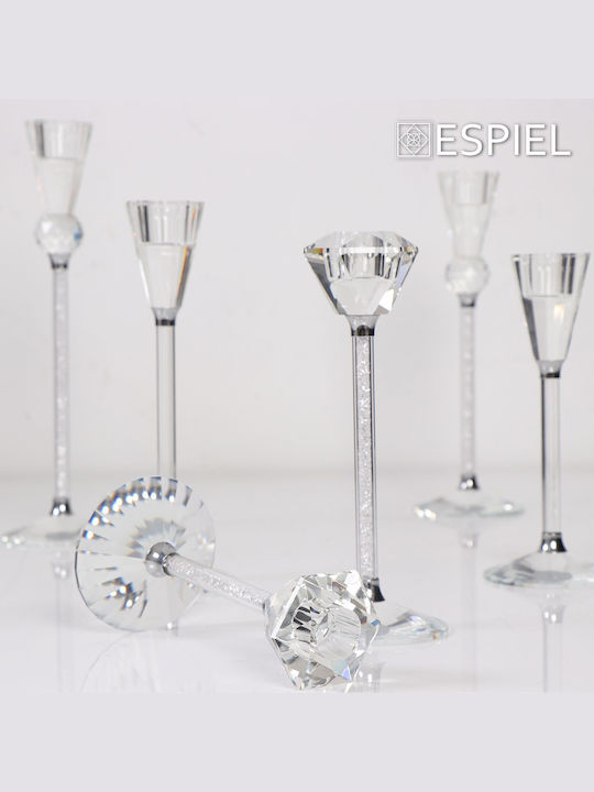 Espiel Candle Holder Crystal Transparent 7x7x22cm 1pcs