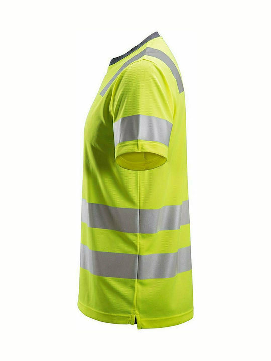 Snickers Workwear AllroundWork CL2 Arbeit T-Shirt Gelb mit Reflektierenden Streifen 2530