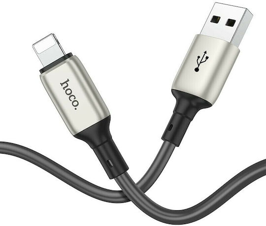 Hoco X66 Howdy Regular USB-A la Cablu Lightning Gri 1m