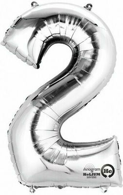 Balloon Foil Jumbo Number 2 Silver 86cm