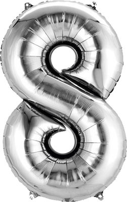 Balloon Foil Jumbo Number 8 Silver 86cm