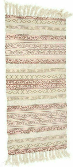 Iliadis Rug Rectangular Summer Cotton with Fringes Cream With Red Browns