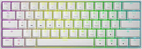 HK Gaming GK61 Gaming Mechanical Keyboard 60% with Gateron Optical Yellow switches and RGB lighting (English US) White