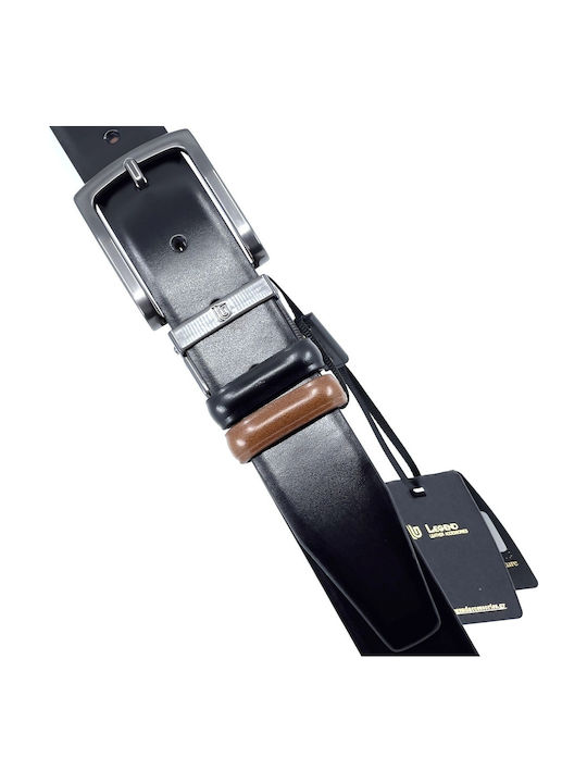 Double Sided Men's Belt Leather Double Sided Black / Taba