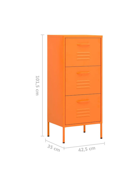 Office Storage Metal Drawer Orange L42.5xW35xH101.5cm